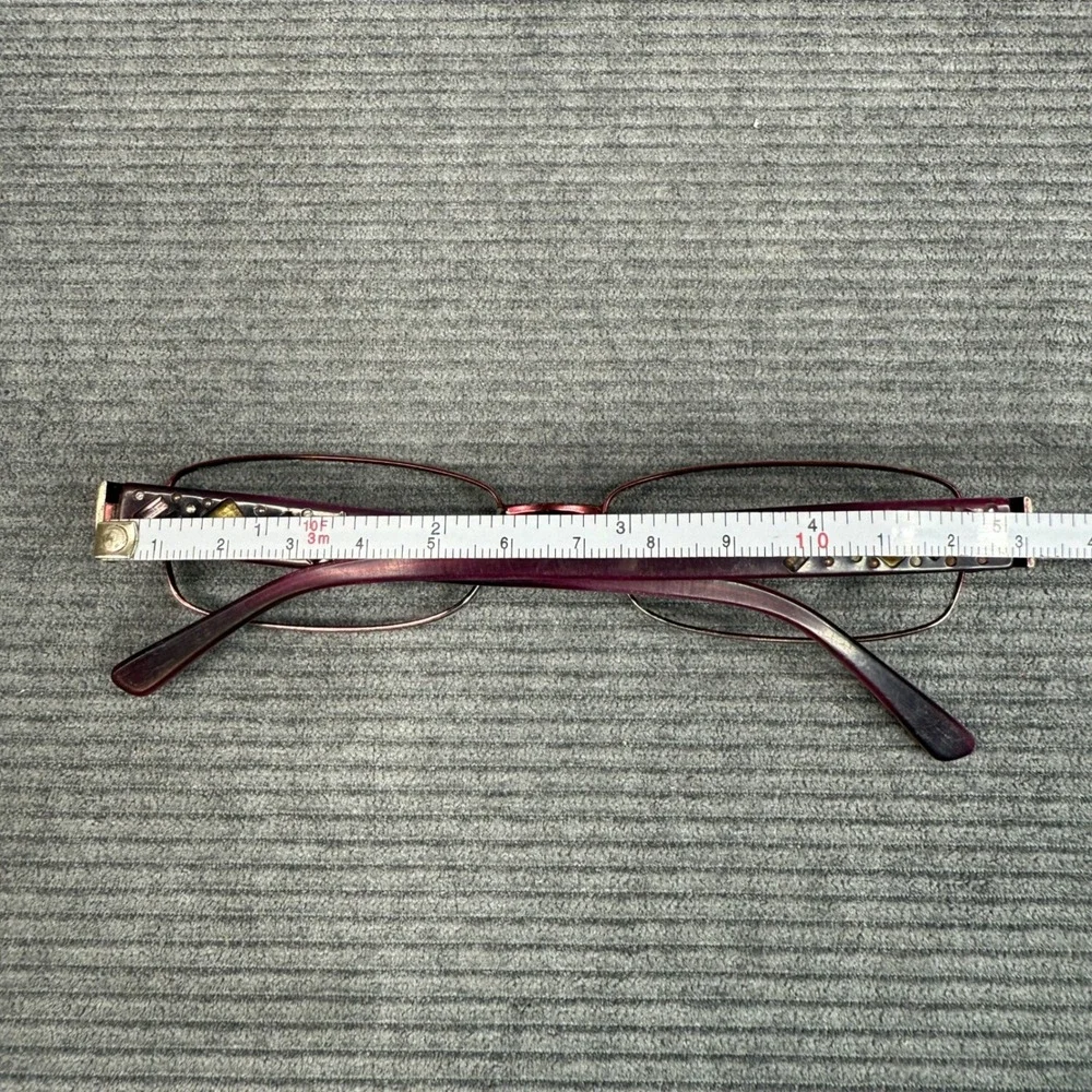 Bebe Burgundy Metal Rectangular Y2K Eyeglasses Purple Crystal Embellished Frames